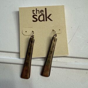 The Sak NEW Hammered Gold Dangle Earrings Nickel Free
